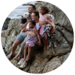 Tropical Mama and family at the beach with their dogs
