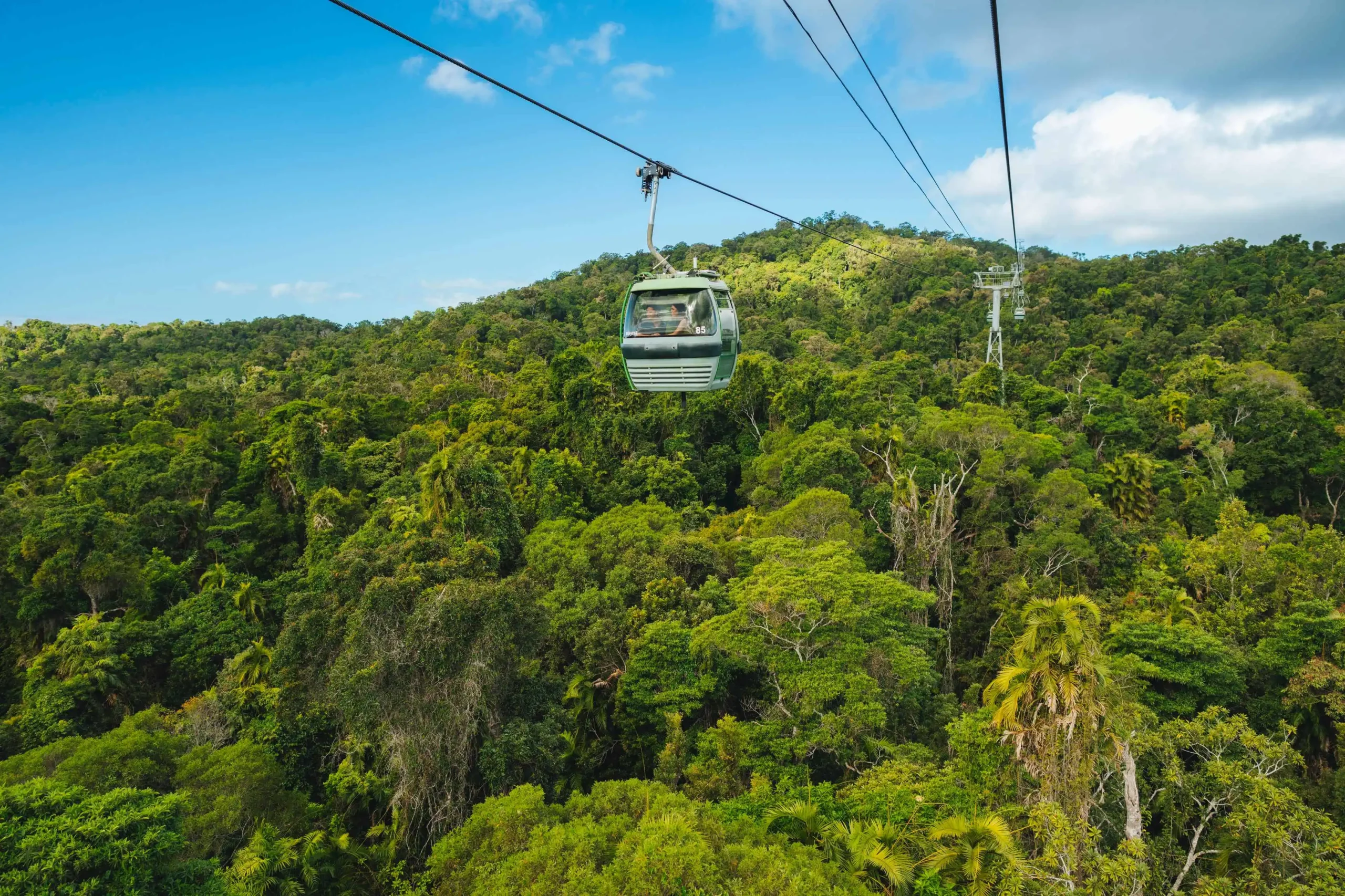 Gondola-gliding-on-the-cableway-above-the-tropical-rainforest