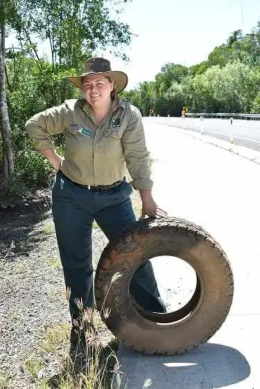 Ranger Channel cleaning up a large tyre