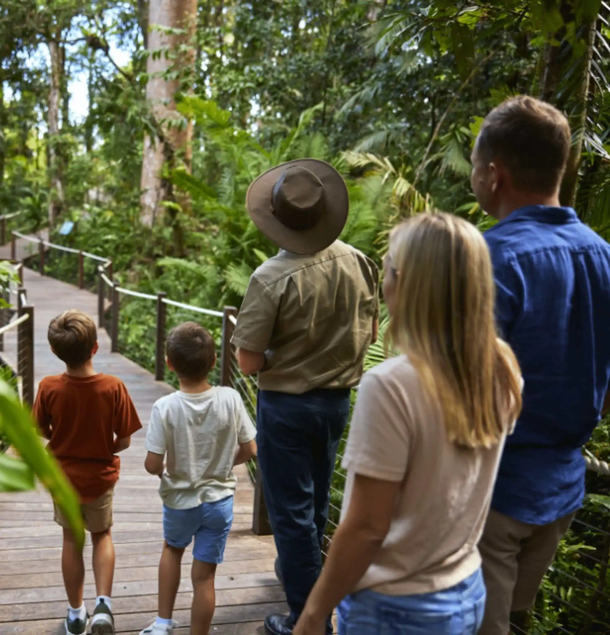 Family on Ranger Guided Tour at Red Peak with a Skyrail Ranger